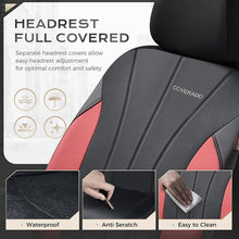 Load image into Gallery viewer, Coverado 2-Seat Car Front and Passenger Seat Covers Faux Leather &amp; Fabric Water Resistant Auto Seat Protectors Universal Fit