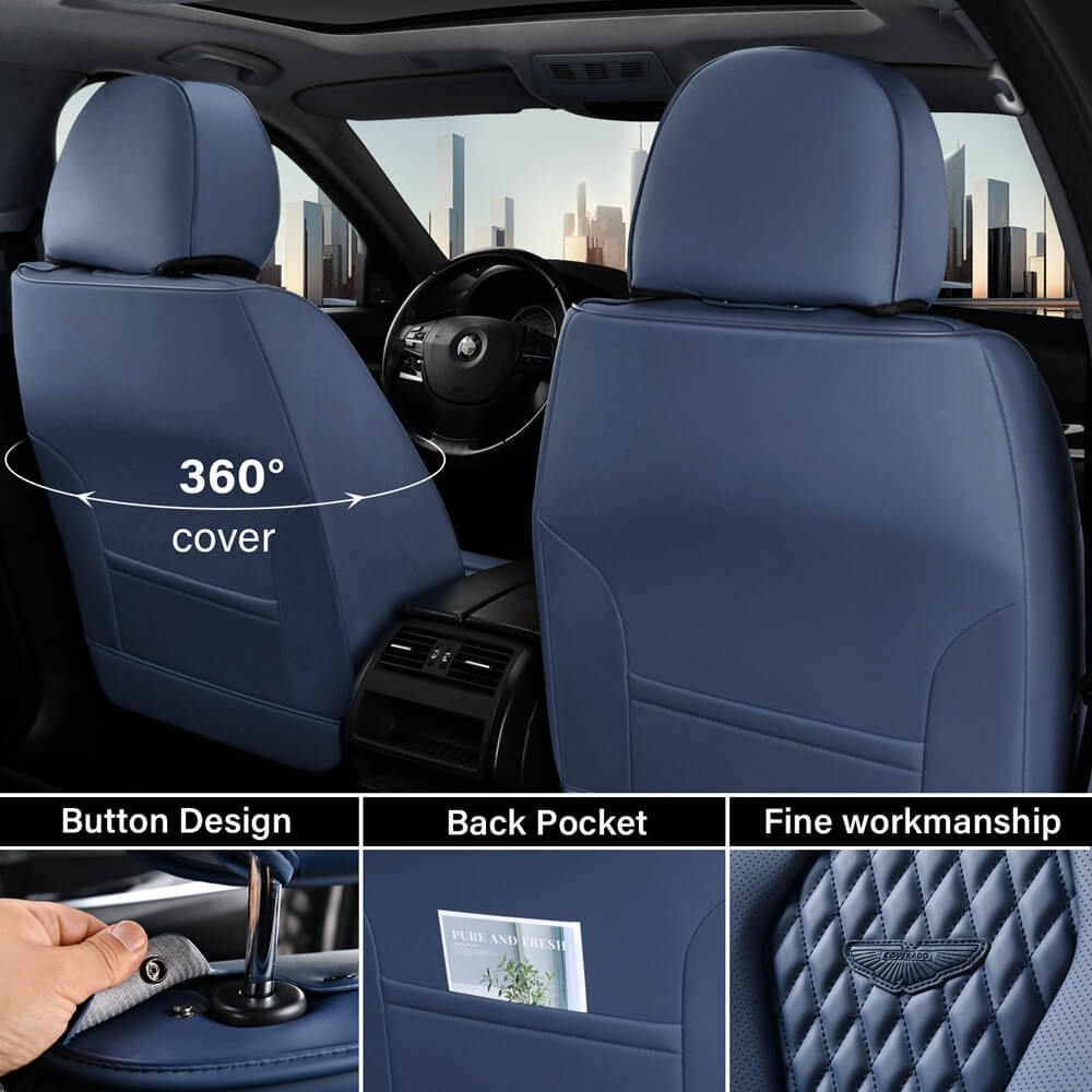 Coverado Front and Back Seat Covers for Cars Premium Leatherette Auto Seat Protectors Water Resistant Universal Fit