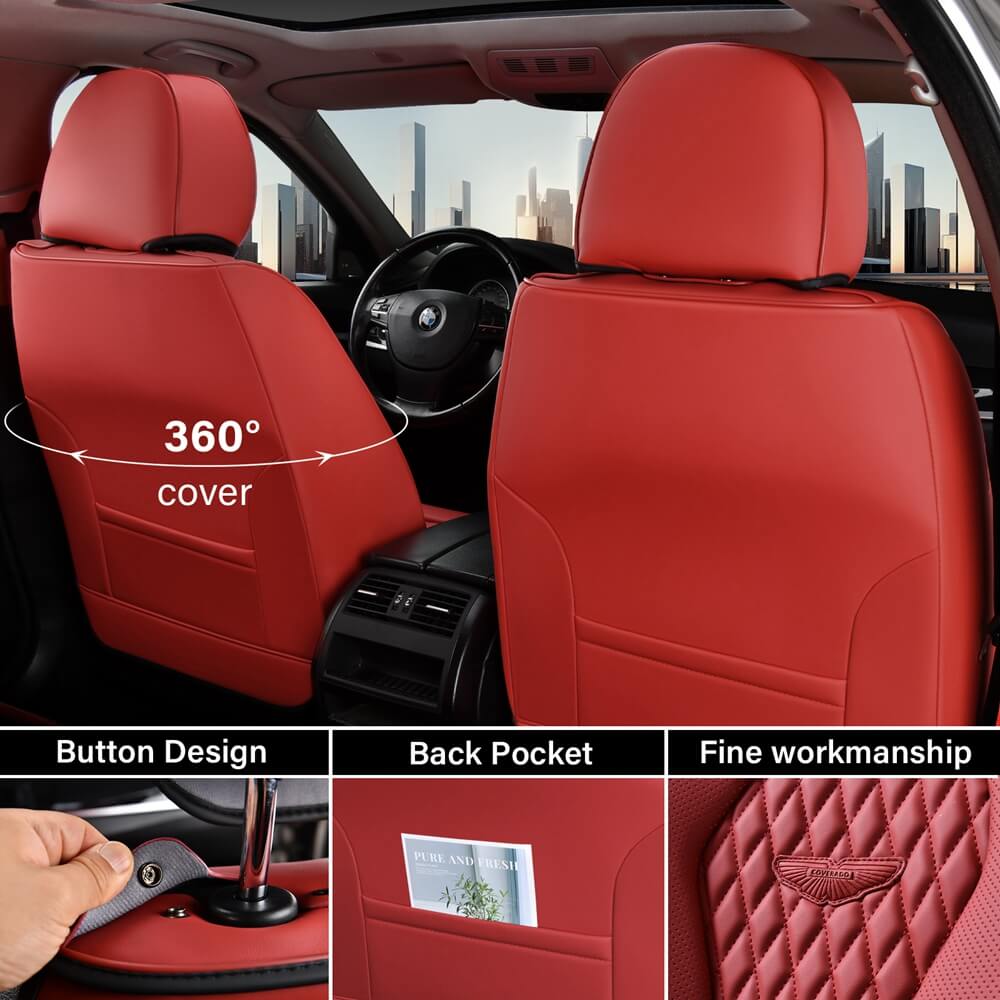 20%OFF🔥🔥 Coverado 2 Seats Driver Passenger Premium Leather Front Car Seat Covers Luxury Auto Seat Protectors Universal Fit