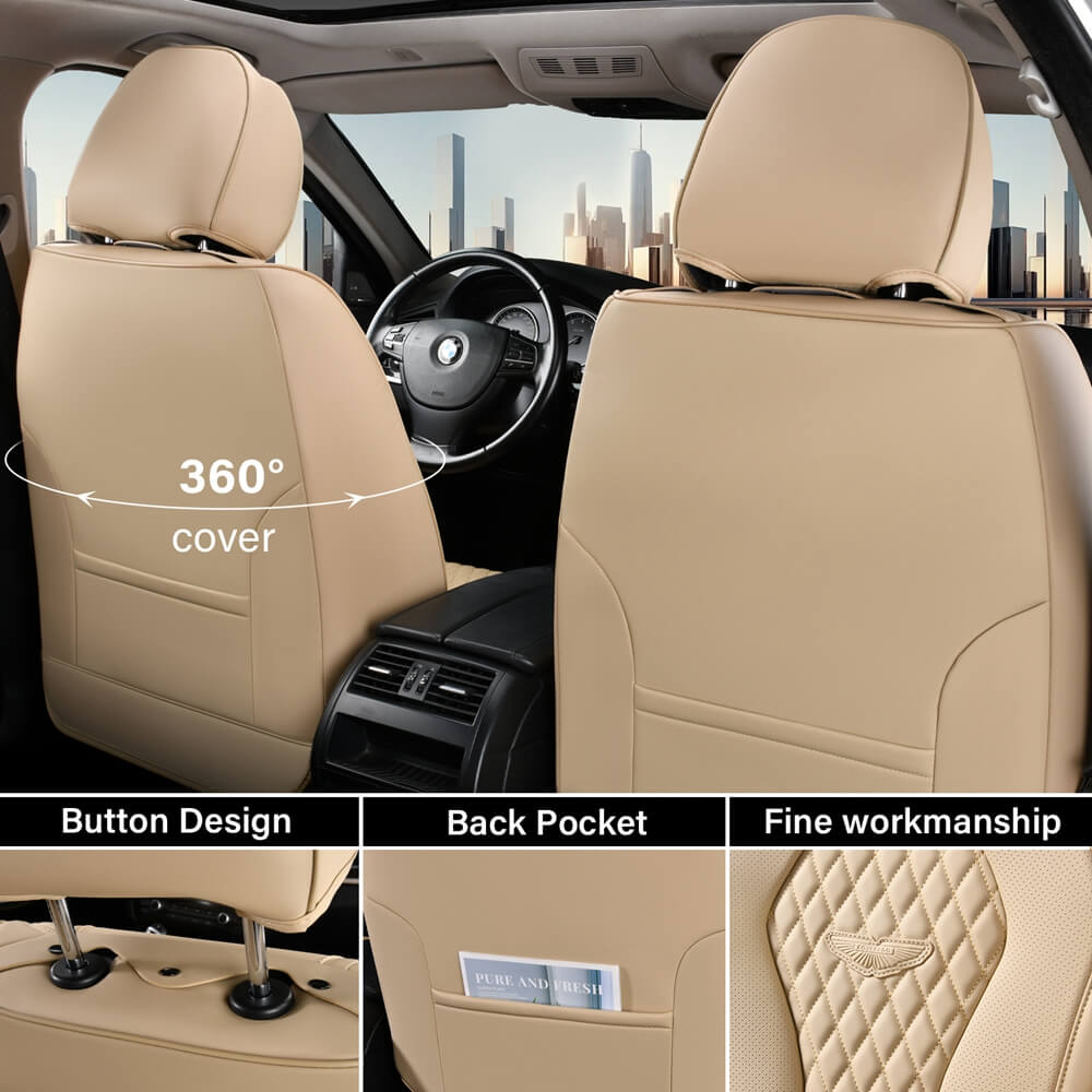 Coverado Front and Back Seat Covers for Cars Premium Leatherette Auto Seat Protectors Water Resistant Universal Fit