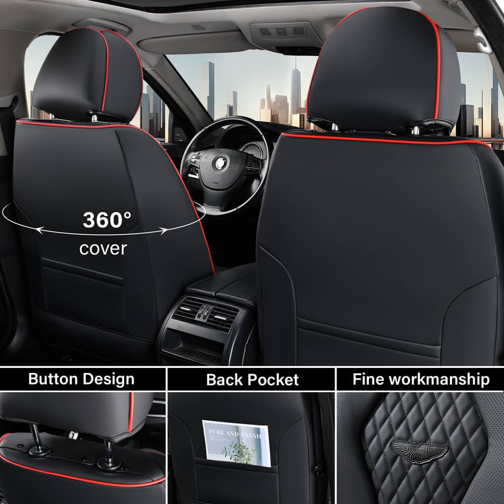 Coverado Front and Back Seat Covers for Cars Premium Leatherette Auto Seat Protectors Water Resistant Universal Fit