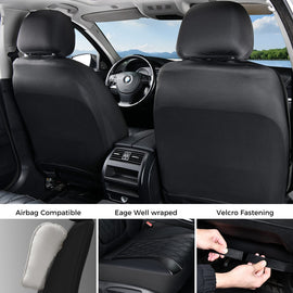 Coverado Front 2 Seats PVC Leather & Fabric Seat Covers Set for Cars Universal Fit