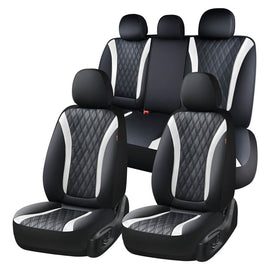 Coverado Full Set PVC Leather & Fabric Seat Covers Set for Cars Universal Fit