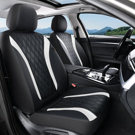 Coverado Full Set PVC Leather & Fabric Seat Covers Set for Cars Universal Fit