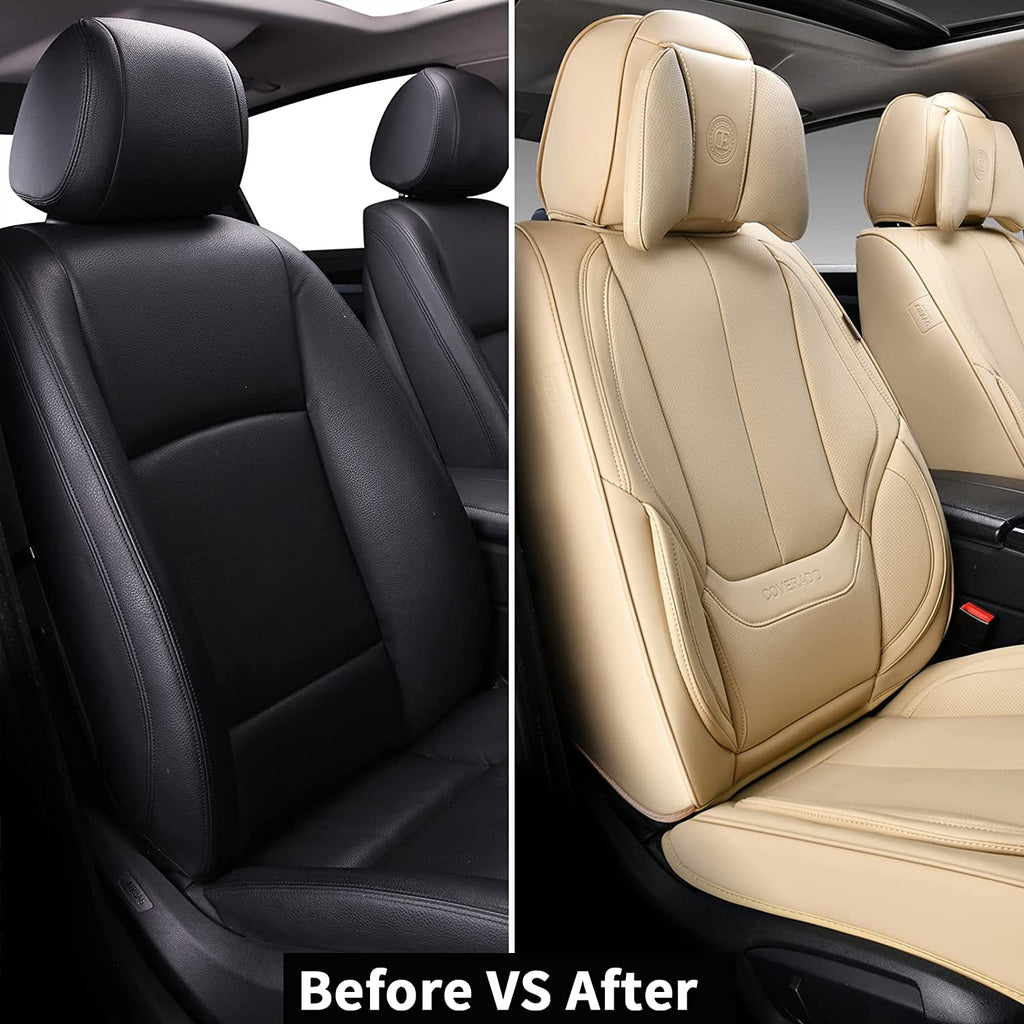 [Pre-sale] Coverado Full Set with Head Pillow Front and Back Seat Cover Set Faux Leather Waterproof Universal Fit