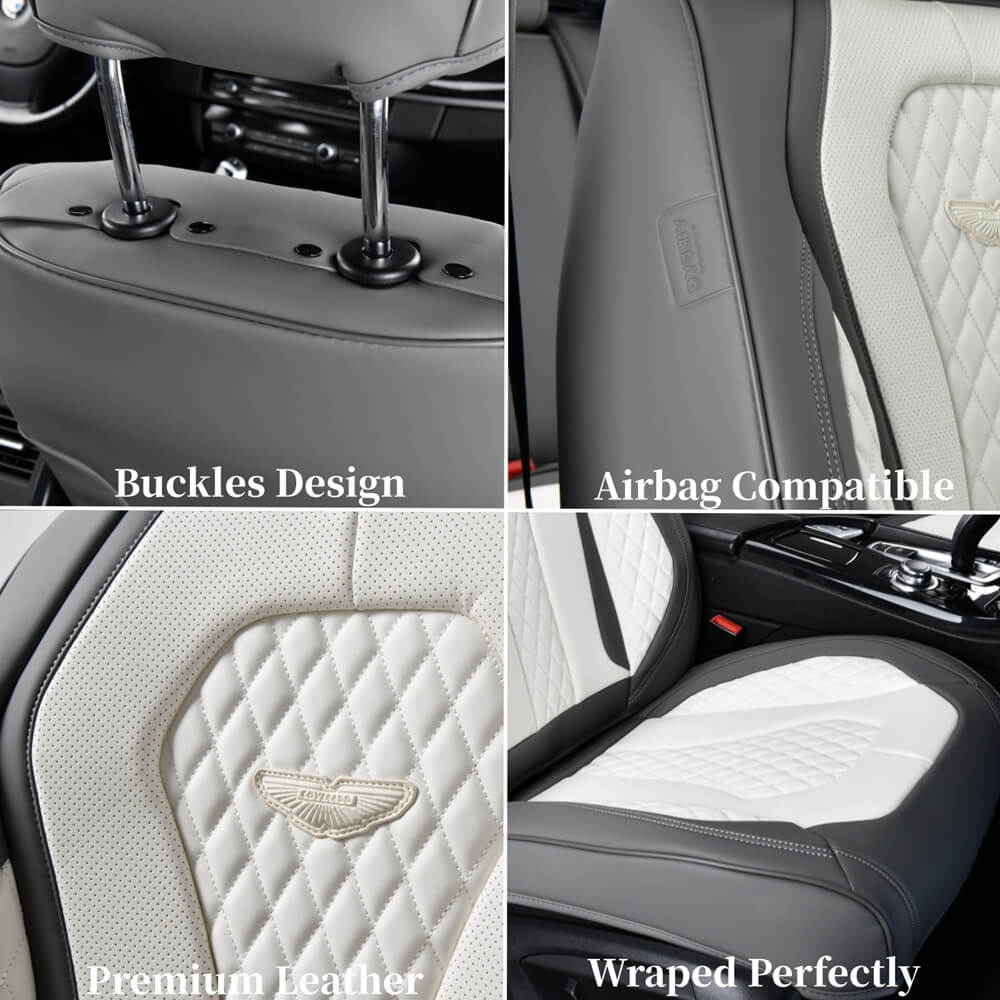 Coverado 2 Seats Waterproof Premium Leather Front Car Seat Cover Luxury Car Seat Protectors Universal Fit
