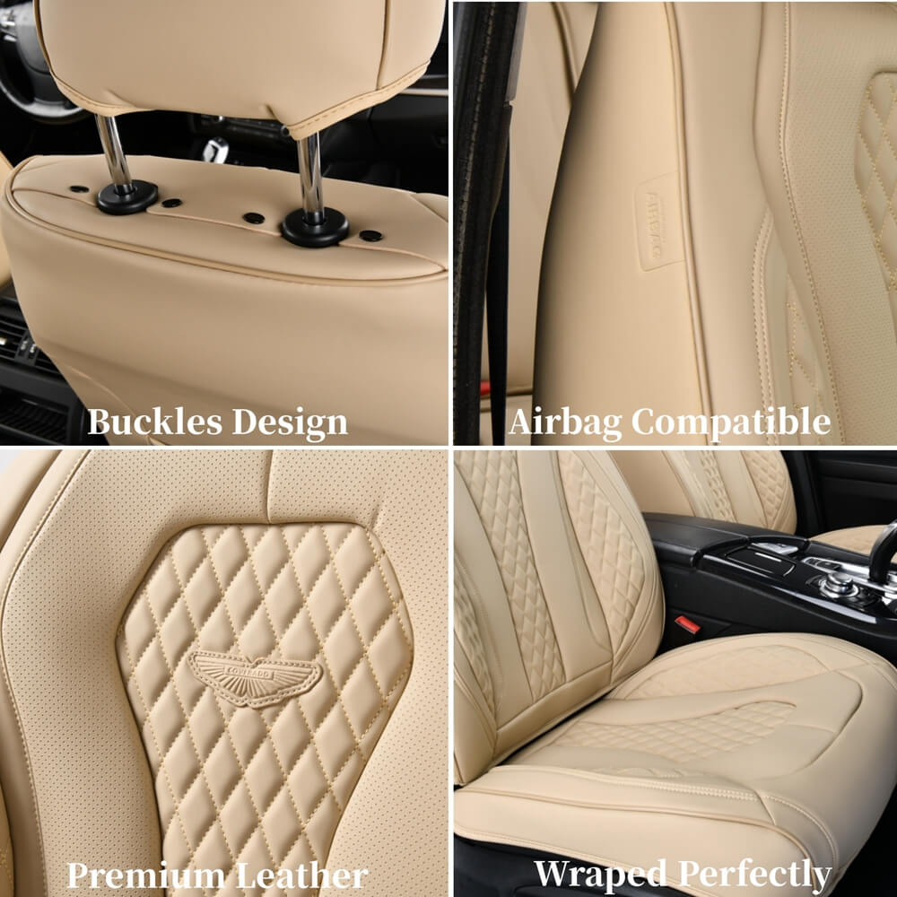 Coverado 2 Seats Driver Passenger Premium Leather Front Car Seat Covers Luxury Auto Seat Protectors Universal Fit