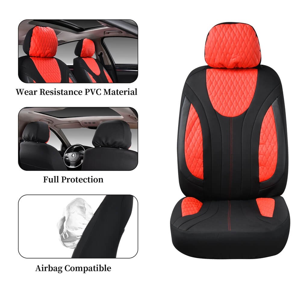Coverado Full Set Car Seat Covers PVC Front and Back Seat Covers 11 Pieces Universal Fit