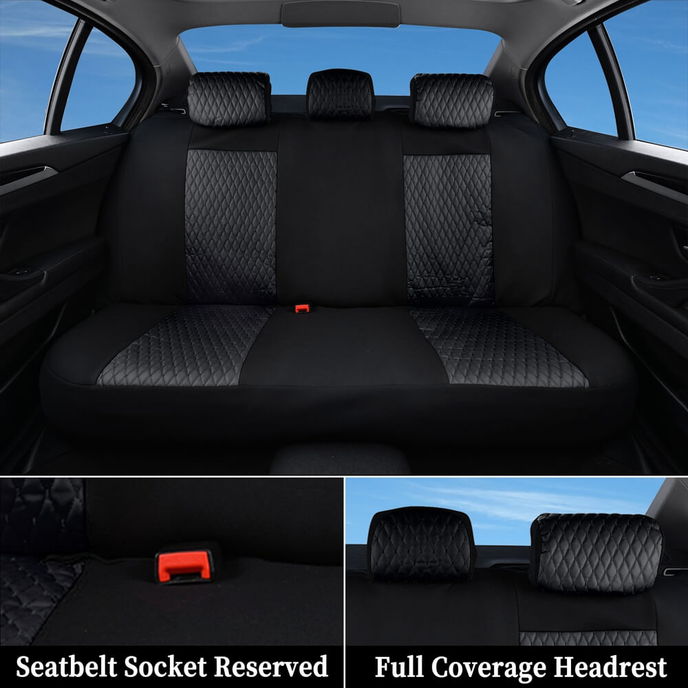 Coverado Full Set Car Seat Covers PVC Front and Back Seat Covers 11 Pieces Universal Fit