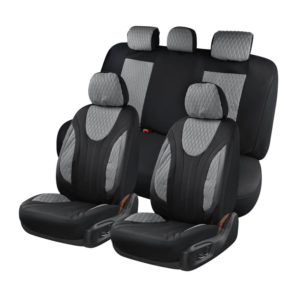 Coverado Full Set Car Seat Covers PVC Front and Back Seat Covers 11 Pieces Universal Fit
