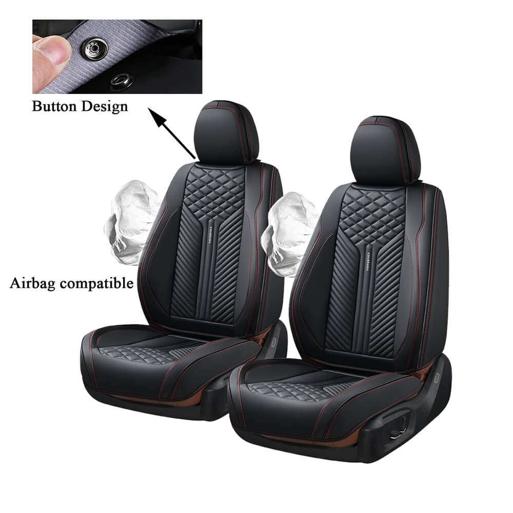 Coverado Full Set Car Seat Covers 5 Pieces Premium Leather Front and Back Seats Universal Fit