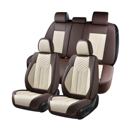 Coverado 5 Seats Front and Rear Full Set Car Seat Covers Premium Leather Full-Coverage Front Seats Auto Seat Protectors Universal Fit
