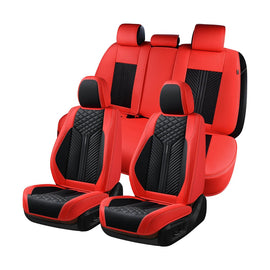 Coverado 5 Seats Front and Rear Full Set Car Seat Covers Premium Leather Full-Coverage Front Seats Auto Seat Protectors Universal Fit