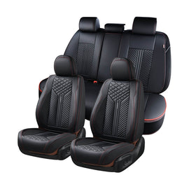 Coverado 5 Seats Front and Rear Full Set Car Seat Covers Premium Leather Full-Coverage Front Seats Auto Seat Protectors Universal Fit