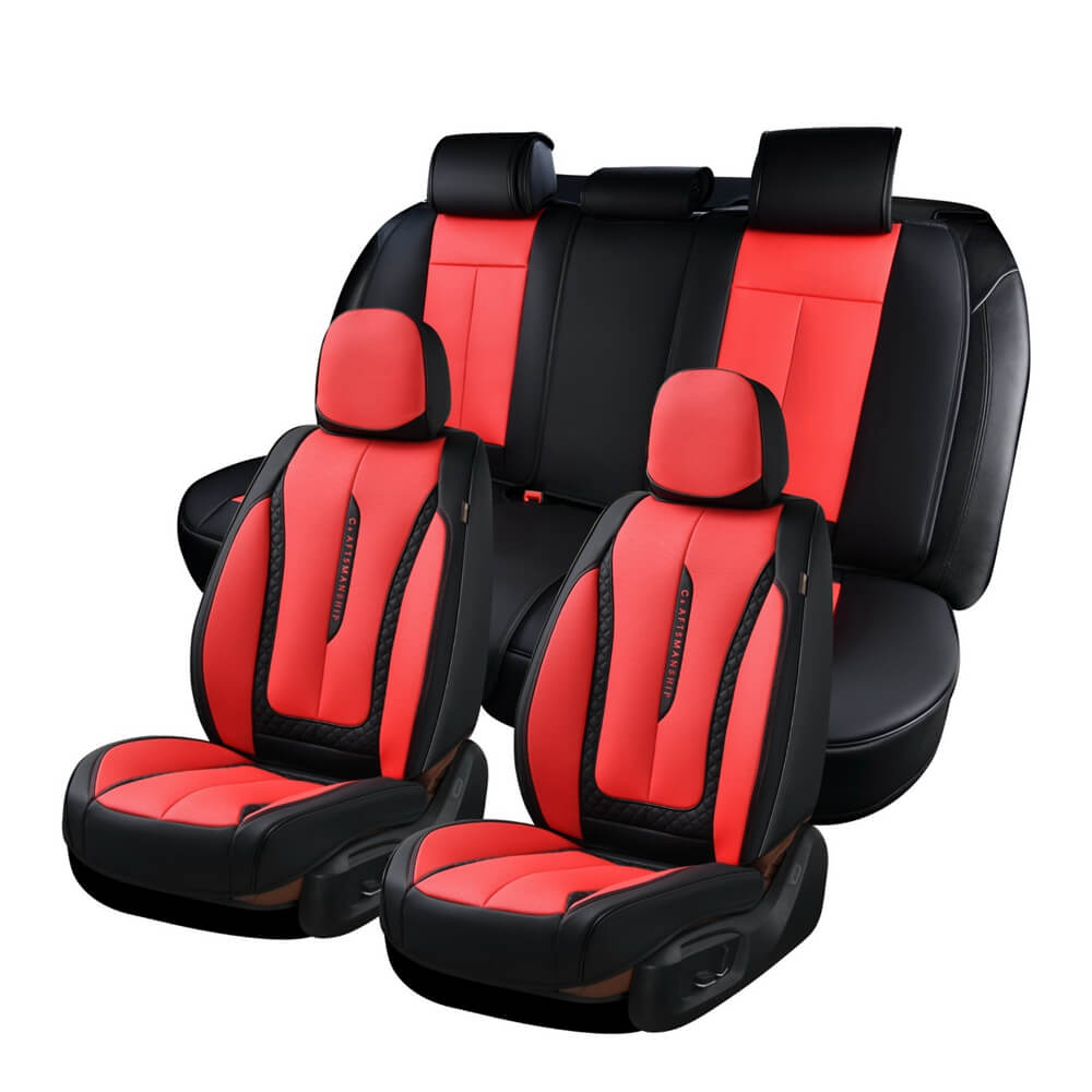 Coverado Car Seat Cover 5 Seats Full Set Quality Faux Leather Front and Back Seat Cover Universal Fit
