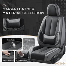 Load image into Gallery viewer, Coverado Front and Back Car Seat Covers Set Premium Faux Leather Water Resistant Lumbar Support Driver Passenger Rear Auto Seat Protectors Universal Fit