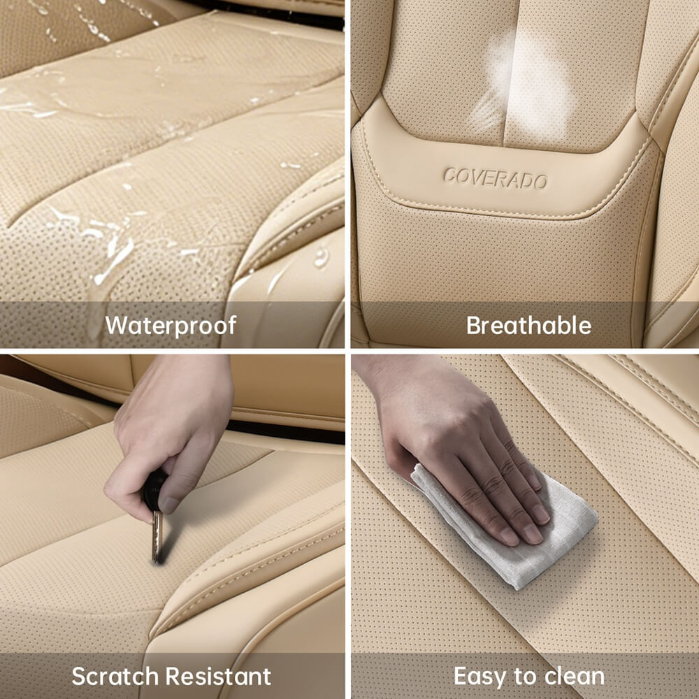 2 Seats Coverado Front Driver and Passenger Car Seat Covers Premium Leather Auto Seat Protectors Water Resistant Universal Fit