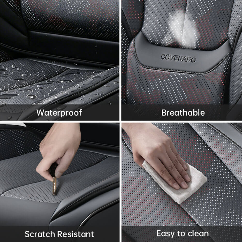 2 Seats Coverado Front Driver and Passenger Car Seat Covers Premium Leather Auto Seat Protectors Water Resistant Universal Fit