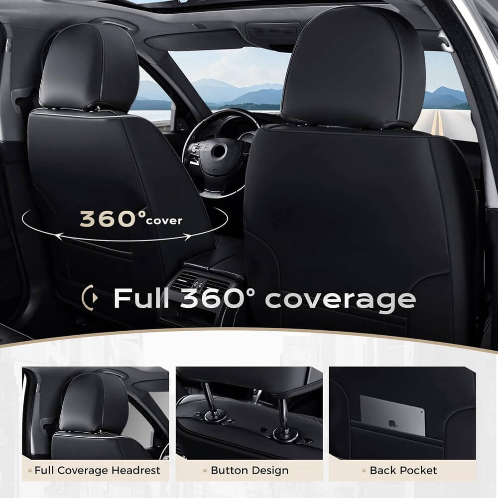 2 Seats Coverado Front Driver and Passenger Car Seat Covers Premium Leather Auto Seat Protectors Water Resistant Universal Fit