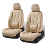 Coverado Beige Car Seat Covers for Driver and Passenger Leatherette Seat Protectors in Tan Color Comfortable Durable Auto Car Interior Covers Universal Fit