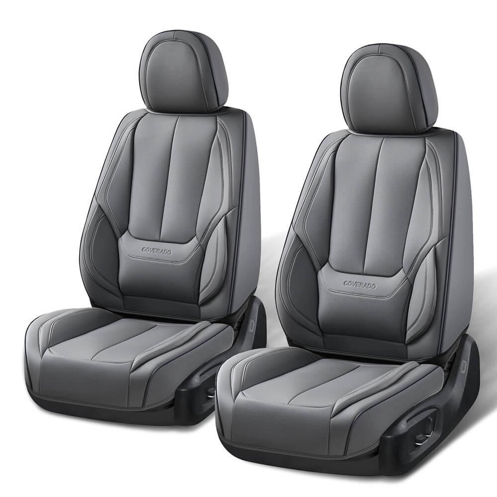 Coverado 2PCS Front Driver and Passenger Car Seat Covers Premium Leather Auto Seat Protectors Water Resistant Universal Fit