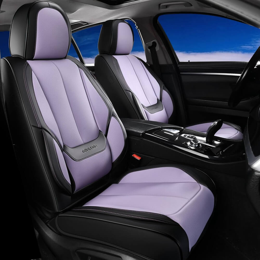 Coverado 2 Seats Front Driver and Passenger Car Seat Covers Premium Leather Auto Seat Protectors Water Resistant Universal Fit