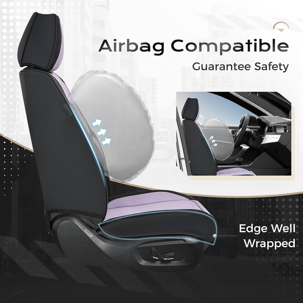 Coverado 2 Seats Front Driver and Passenger Car Seat Covers Premium Leather Auto Seat Protectors Water Resistant Universal Fit