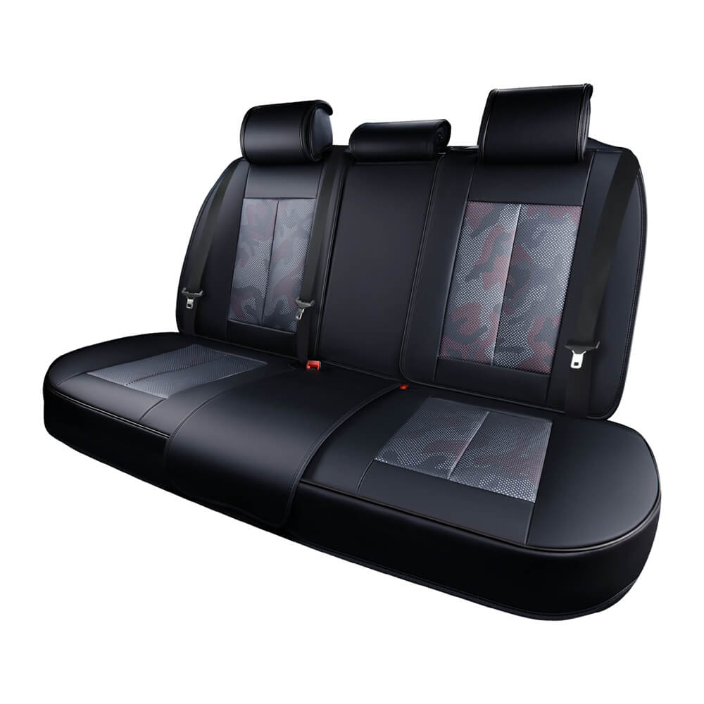 Coverado Rear Seat Covers SCU003 Faux Leather Back Seat Protectors Velcro-Adjusted Universal Fit