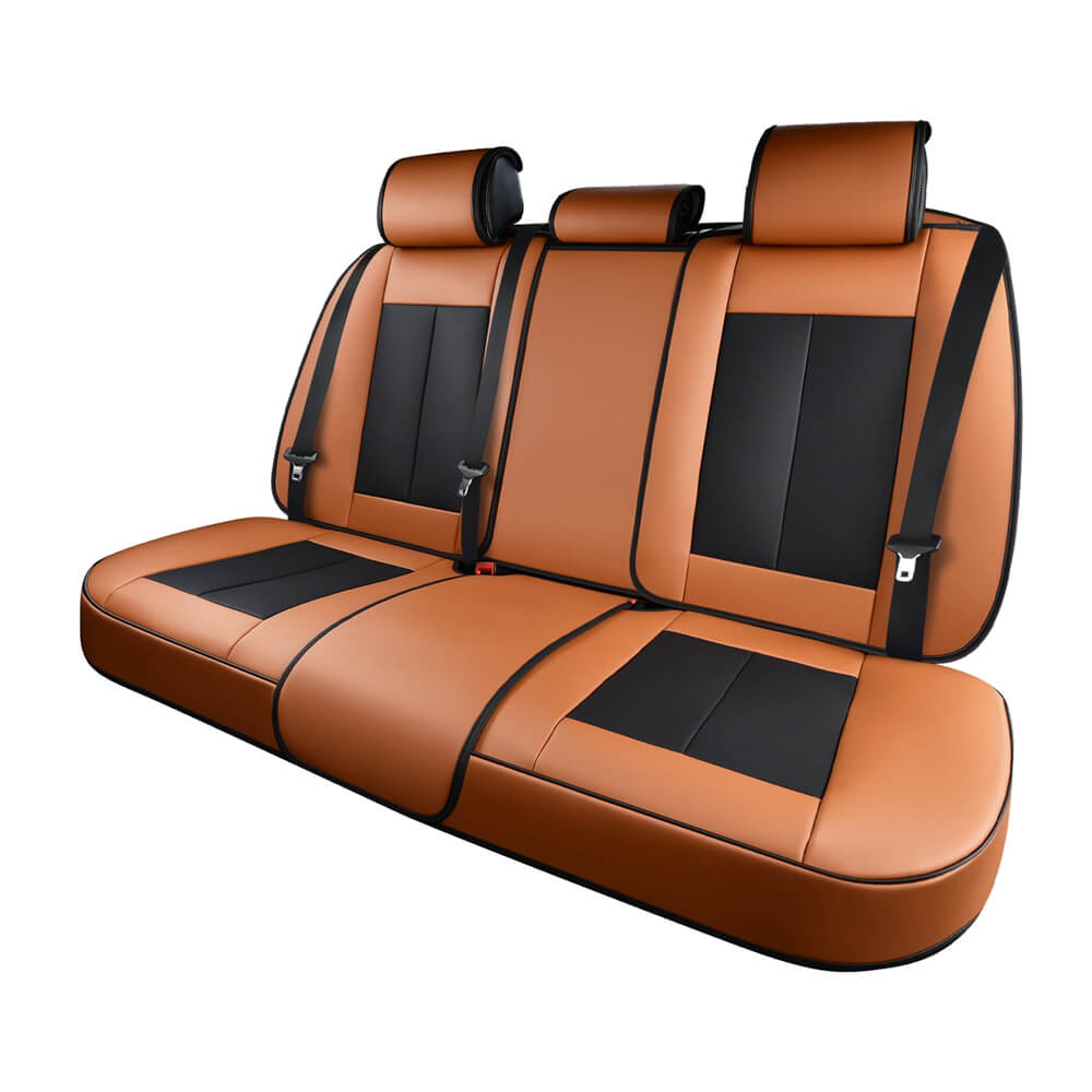Coverado Rear Seat Covers SCU003 Faux Leather Back Seat Protectors Velcro-Adjusted Universal Fit