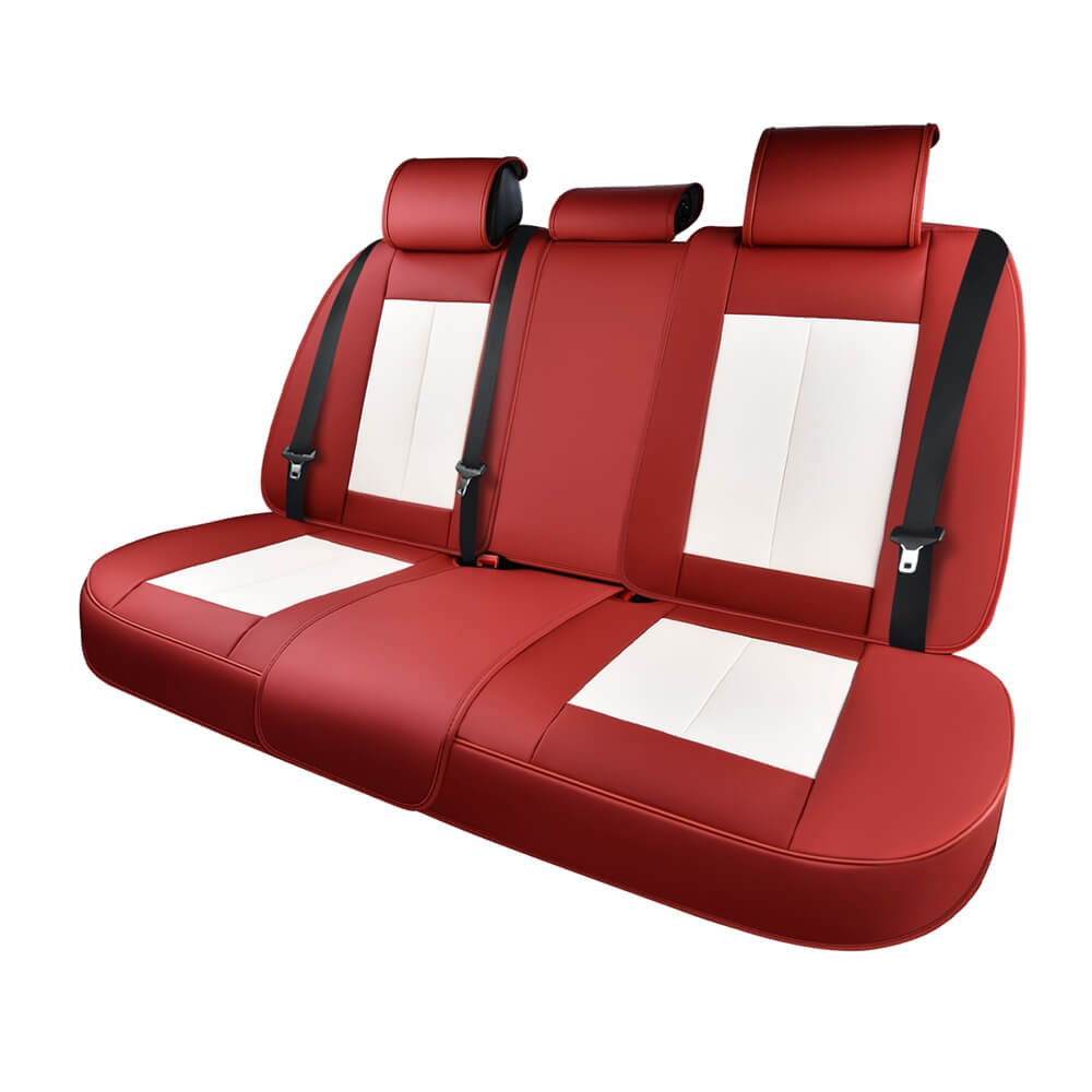 Coverado Rear Seat Covers SCU003 Faux Leather Back Seat Protectors Velcro-Adjusted Universal Fit