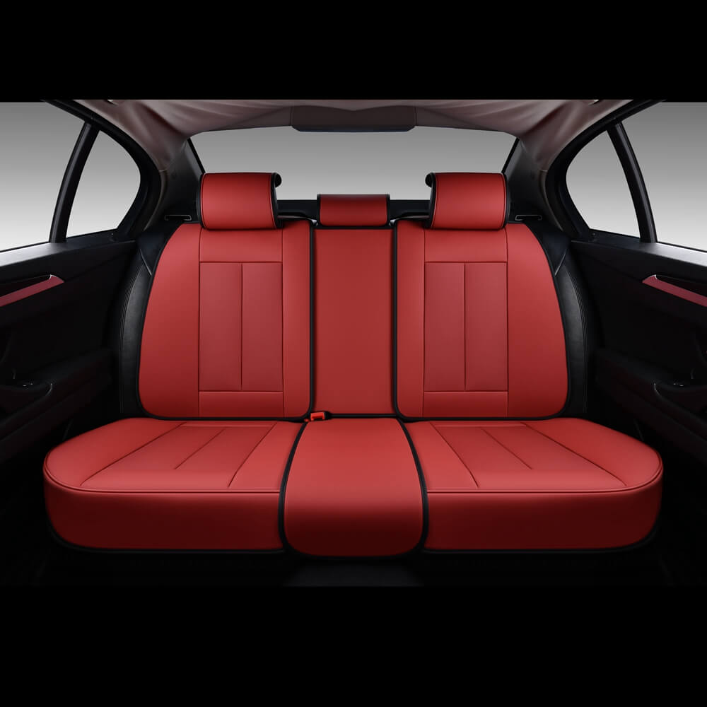 Coverado Rear Seat Covers Faux Leather Back Seat Protectors Velcro-Adjusted Universal Fit