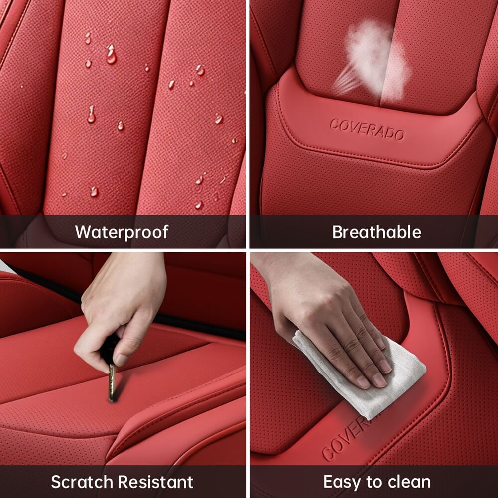 2 Seats Coverado Front Driver and Passenger Car Seat Covers Premium Leather Auto Seat Protectors Water Resistant Universal Fit