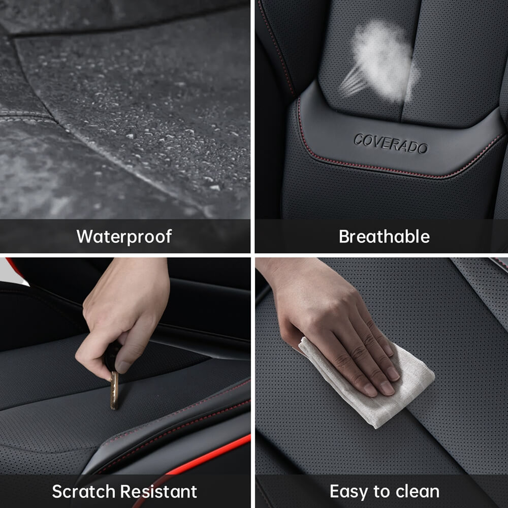 2 Seats Coverado Front Driver and Passenger Car Seat Covers Premium Leather Auto Seat Protectors Water Resistant Universal Fit