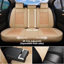 Load image into Gallery viewer, Coverado Front and Back Seat Covers Full Set 5 Seats Faux Leather &amp; Woven Fabric Breathable Universal Fit