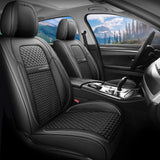 50% OFF🔥🔥 Coverado Front and Back Seat Covers Full Set 5 Seats Faux Leather & Woven Fabric Breathable Universal Fit