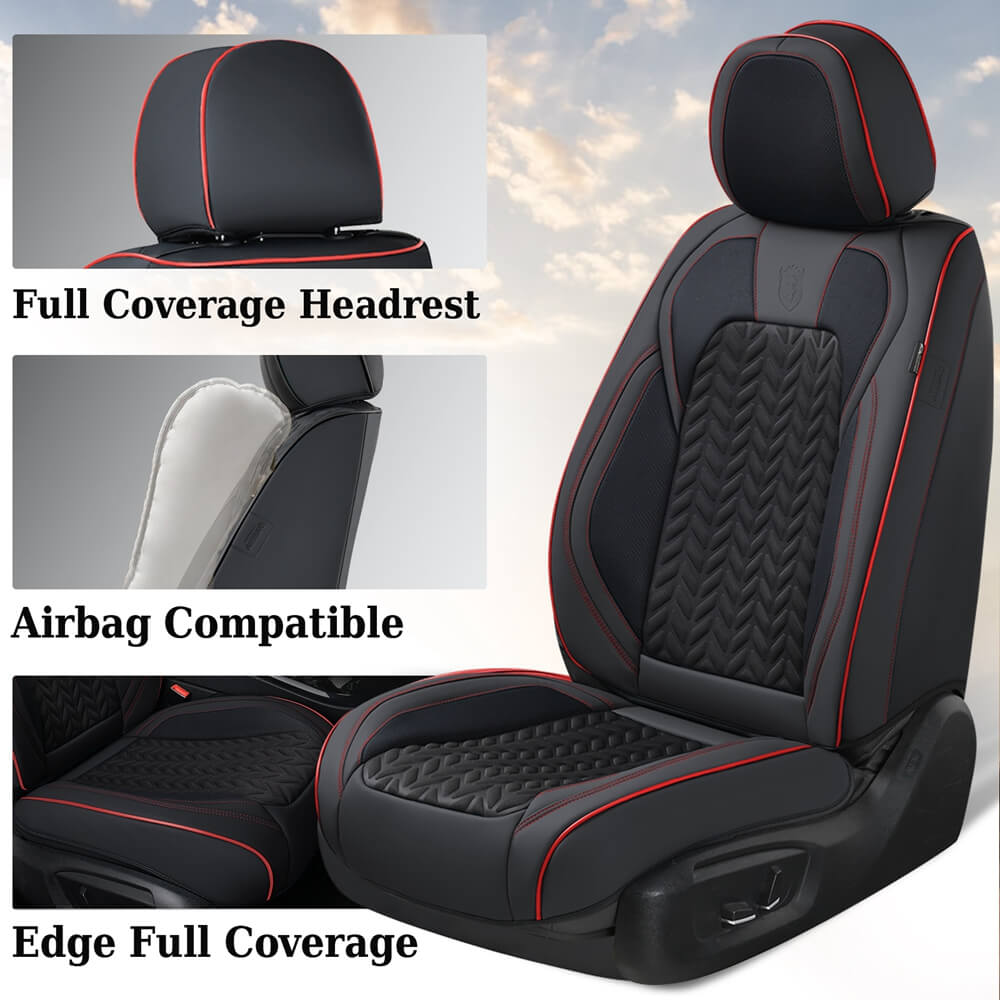 Coverado Car Seat Cover 5 Seats Full Set Stylish Breathable Faux Leather Universal Fit