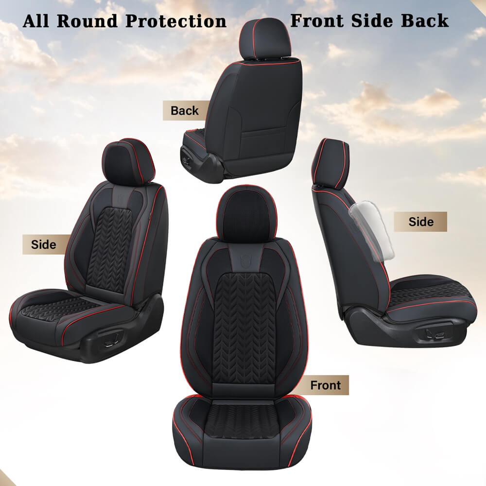 Coverado Car Seat Cover 5 Seats Full Set Stylish Breathable Faux Leather Universal Fit