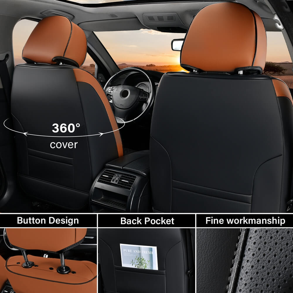 Complete 5-Seat Faux Leather Car Seat Cover Set For Honda – Airbag Friendly, Easy Install