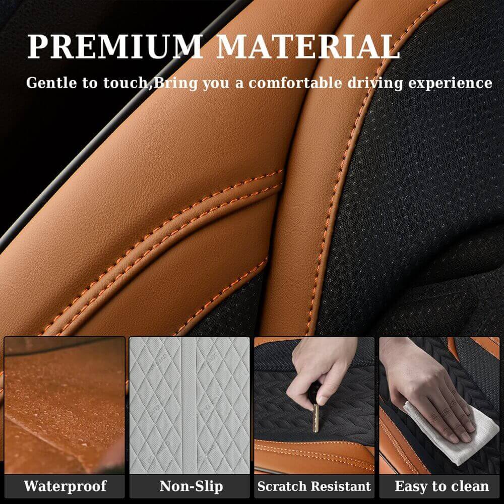 Coverado Car Seat Cover 5 Seats Full Set Stylish Breathable Faux Leather Universal Fit