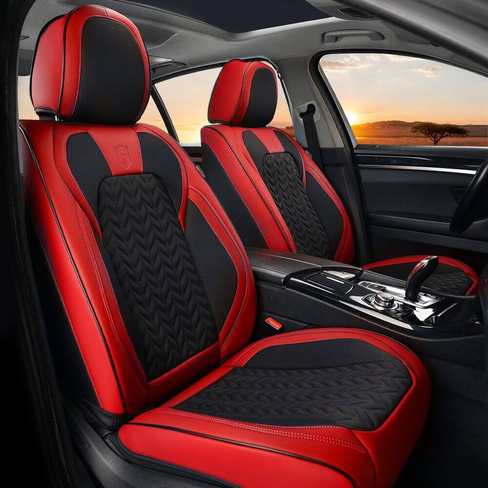 Coverado Car Seat Cover 5 Seats Full Set Stylish Breathable Faux Leather Universal Fit