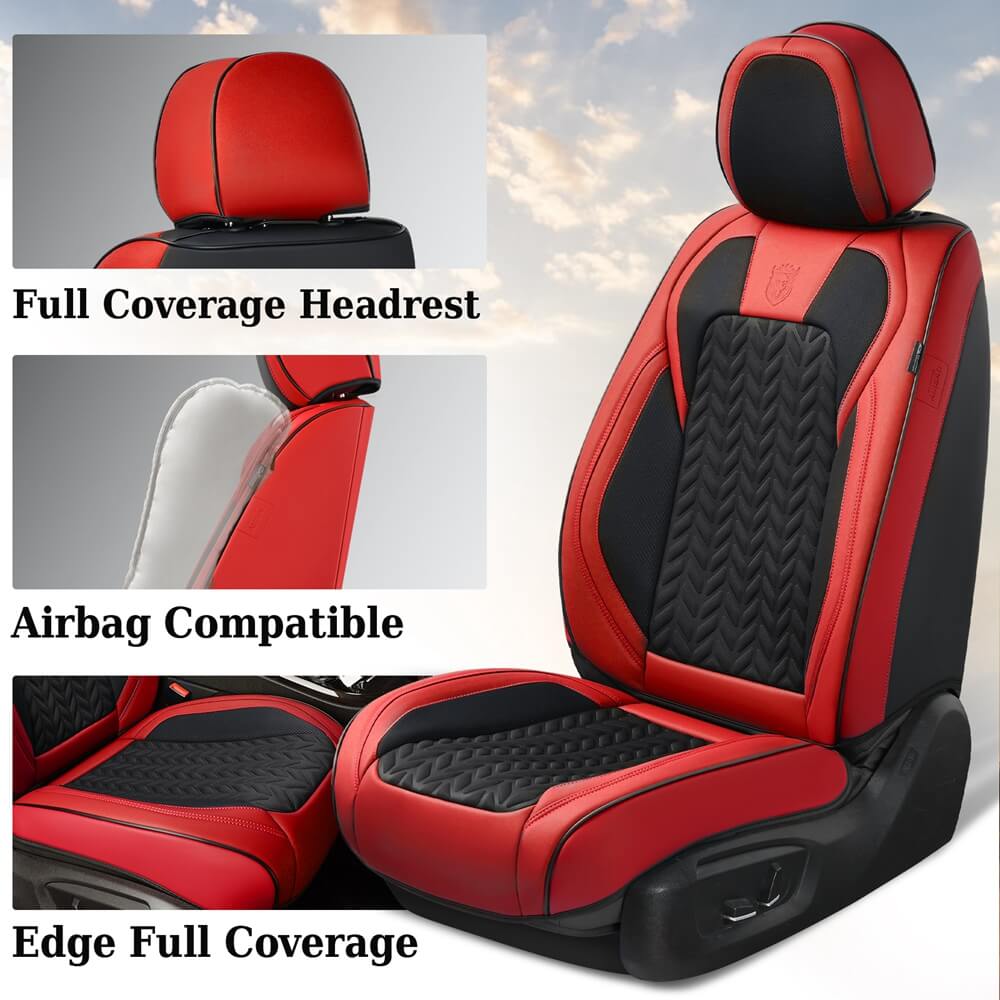 Coverado Car Seat Cover 5 Seats Full Set Stylish Breathable Faux Leather Universal Fit