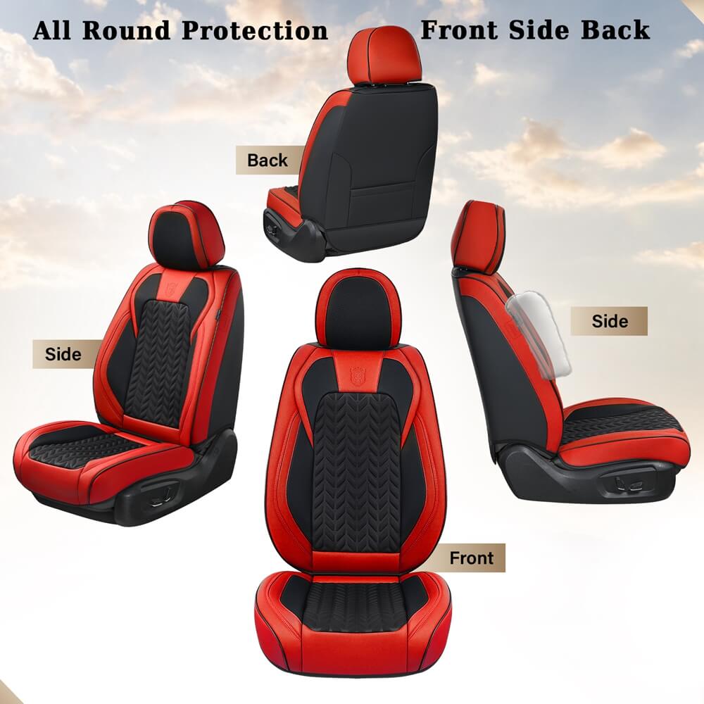 Coverado Car Seat Cover 5 Seats Full Set Stylish Breathable Faux Leather Universal Fit