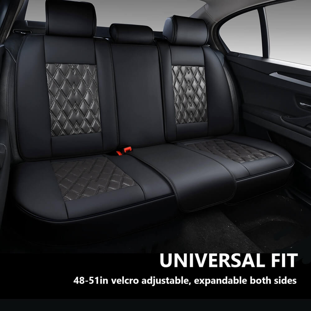 Coverado 5 Seats Full Set Quality Front and Rear Seat Covers Faux Leather Waterproof Universal Fit