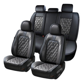 Coverado 5 Seats Front and Rear Seat Covers Faux Leather Full Set Quality Waterproof Universal Fit