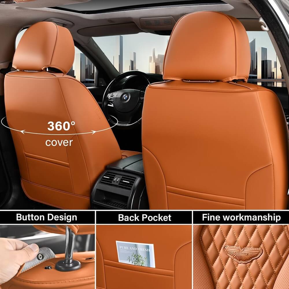 Coverado Front and Back Seat Covers for Cars Premium Leatherette Auto Seat Protectors Water Resistant Universal Fit