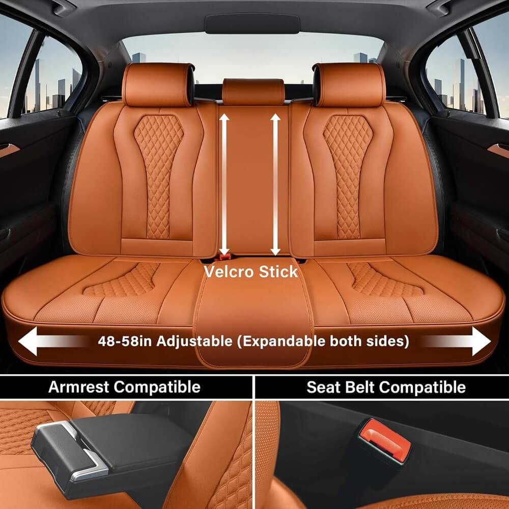 Coverado Front and Back Seat Covers for Cars Premium Leatherette Auto Seat Protectors Water Resistant Universal Fit