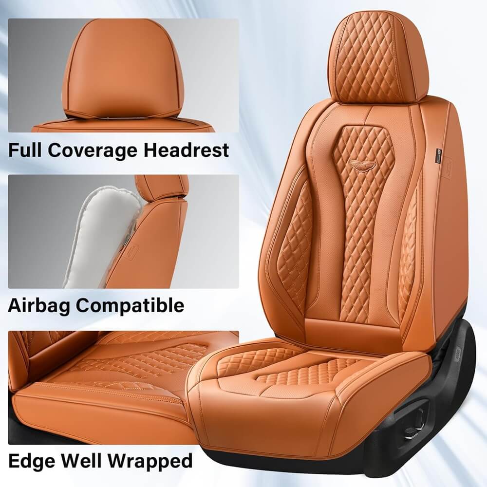 Coverado Front and Back Seat Covers for Cars Premium Leatherette Auto Seat Protectors Water Resistant Universal Fit