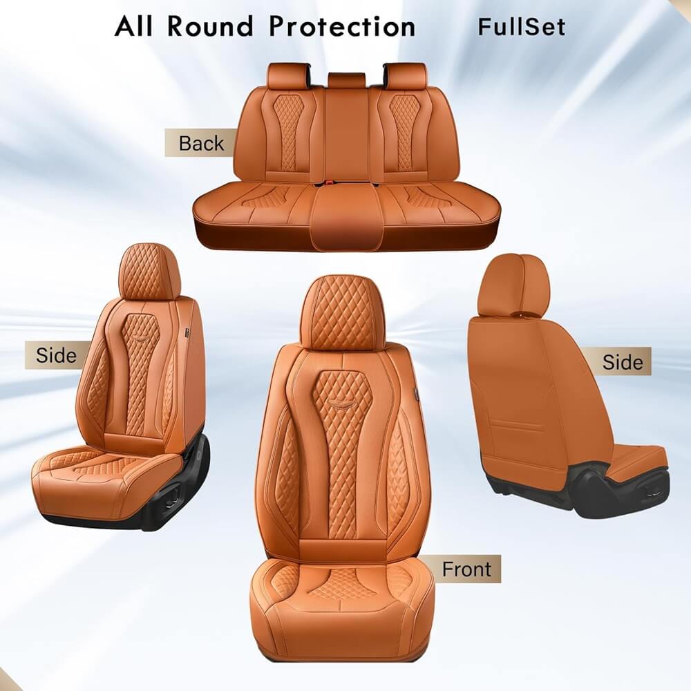 Coverado Front and Back Seat Covers for Cars Premium Leatherette Auto Seat Protectors Water Resistant Universal Fit
