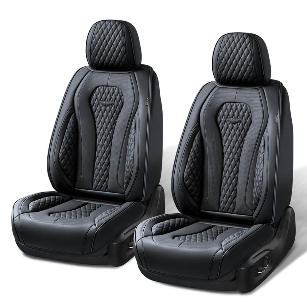 Coverado 2 Seats Driver Passenger Premium Leather Front Car Seat Covers Luxury Auto Seat Protectors Universal Fit