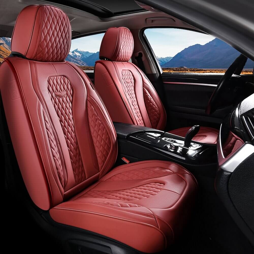 20%OFF🔥🔥 Coverado 2 Seats Driver Passenger Premium Leather Front Car Seat Covers Luxury Auto Seat Protectors Universal Fit